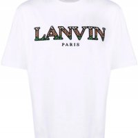LANVIN White Embroidered Logo Мъжка Тениска size S, снимка 2 - Тениски - 37170551