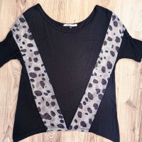 Дамска тениска Bershka,  size S, 100%вискоза, с тюл с леопардови мотив, като нова, снимка 1 - Тениски - 29005561