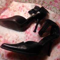 Уникални черни токчета - естествена кожа!, снимка 3 - Дамски обувки на ток - 30183681