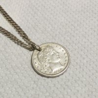 Сребърен синджир със рядък quarter dollar сребърен долар 1914 г - рядкост и ценност за ценители и ко, снимка 1 - Колиета, медальони, синджири - 30285176
