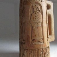 стара дървена руска Голяма халба с дърворезба, снимка 1 - Други ценни предмети - 29284724