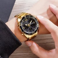 Елегантен мъжки часовник с двоен механизъм, снимка 9 - Мъжки - 30741456