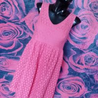 Прасковен цвят къса разкроена рокля за прикриване на проблемна талия / бременни М, снимка 1 - Рокли - 37459582
