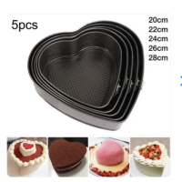 Комплект от 5 броя закопчаващи се тефлонови тави за печене Сърце, снимка 2 - Прибори за хранене, готвене и сервиране - 44698572