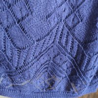 Тъмно синя блуза плетиво с дантелена част и ¾ ръкав , снимка 3 - Блузи с дълъг ръкав и пуловери - 40543887