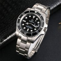 Часовник в стил Rolex Submariner сребристо и черно Silver Black, снимка 2 - Мъжки - 26551806