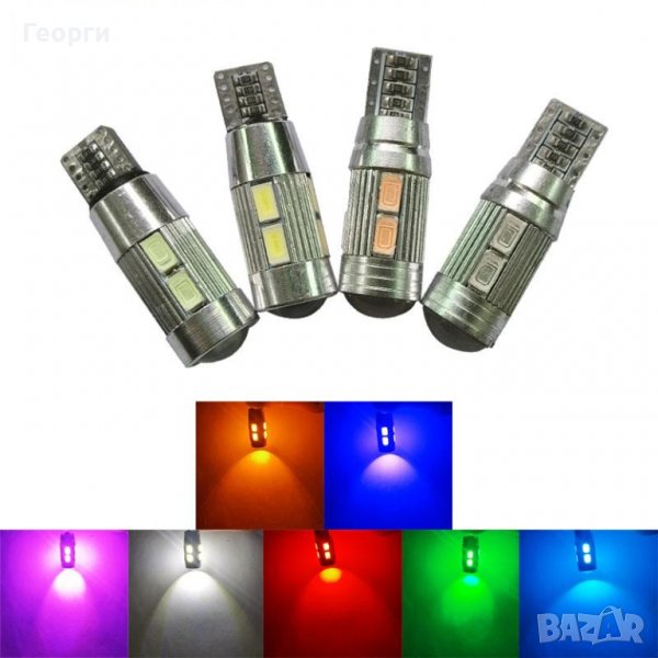 Автомобилни Т10 W5W Лед LED Крушки 6 или 10 5630 чипа SMD 194 168 5W5, снимка 1