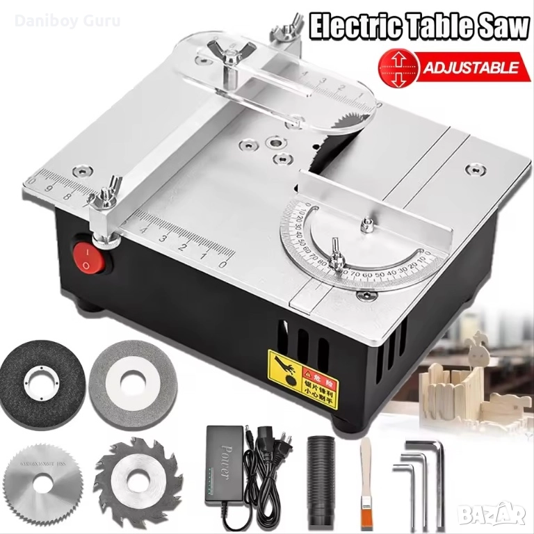 Мини настолен циркуляр, малка дървообработваща електрическа настолна циркулярна машина, снимка 1