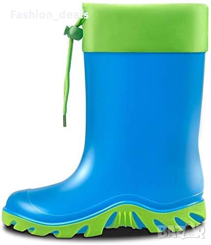 Нови Детски гумени ботуши за дъжд нехлъзгащи се Сини Размер UK 10, снимка 1