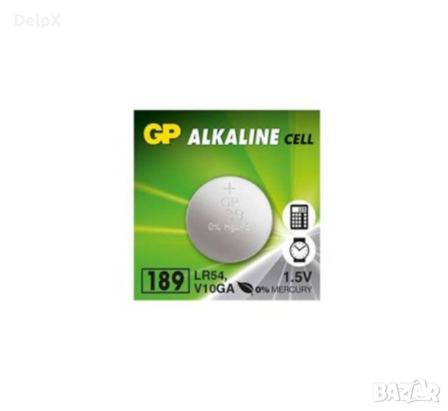 Алкална батерия GP, плоска, бутонна, 1,55VDC, 189A, LR1130, LR54, снимка 1