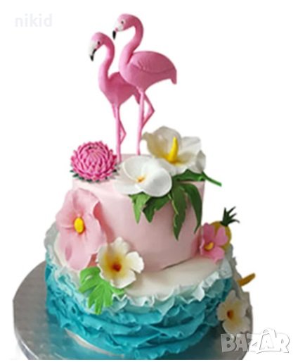 Фламинго на клечка пластмасов топер фигурка за торта , снимка 1