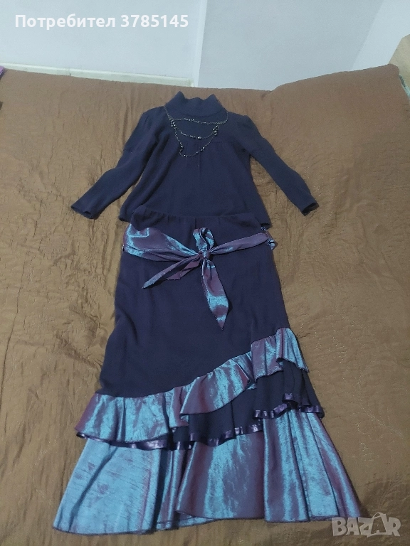 Дамски комплект блуза и пола - Италиански - размер L, снимка 1