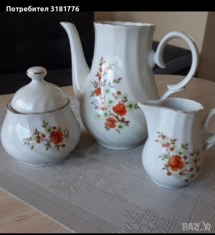 Порцеланова каничка захарница и латиера., снимка 1