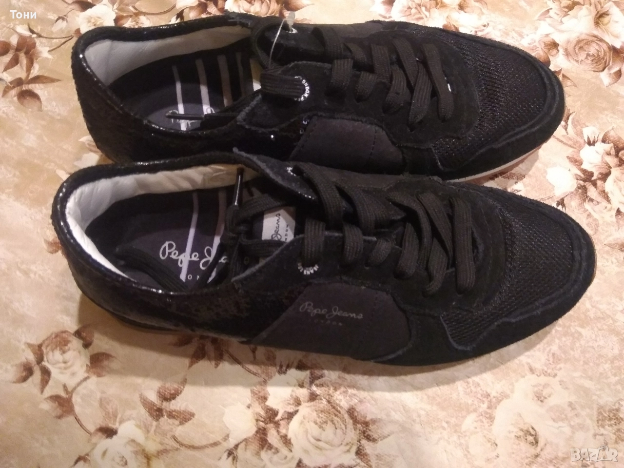 PEPE JEANS LONDON Оригинал Нови Дамски Маратонки Изцяло от Натурален Велур 39, снимка 1