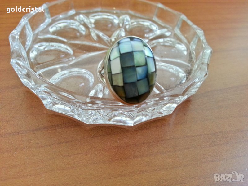 Сребърен пръстен с кралски седеф, снимка 1