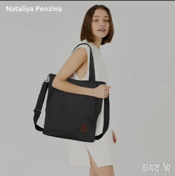 TAN.TOMI Shopper Bag Дамска чанта за през рамо с цип, черна, снимка 1