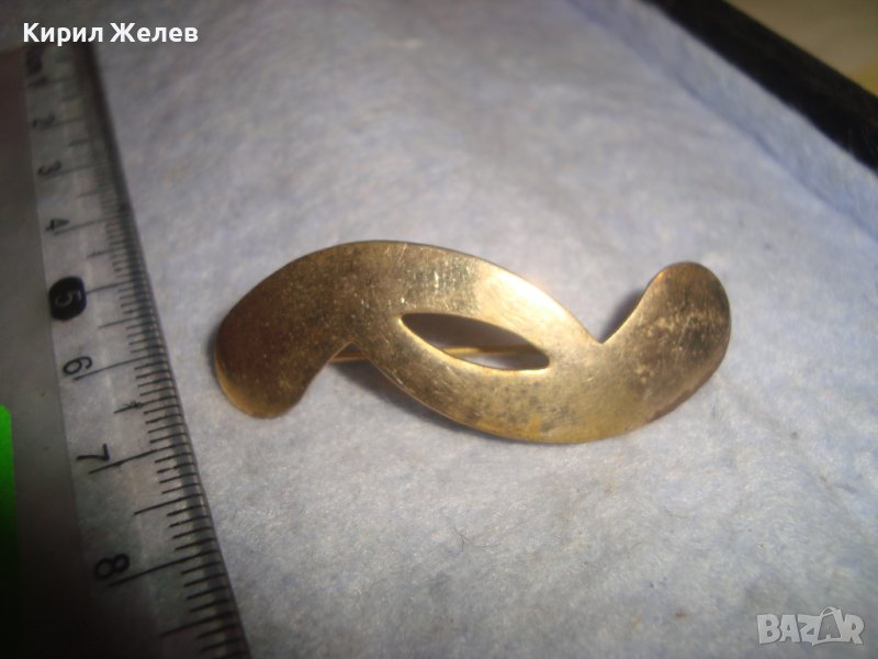 СТАРА ПОЗЛАТЕНА РЕТРО АР НУВО СТИЛНА БРОШКА от НЕРЪЖДАЕМА СТОМАНА МАЙСТОРСКА ИЗРАБОТКА 29071, снимка 1