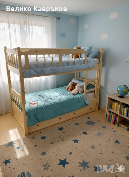 Двуетажно легло от масив., снимка 1