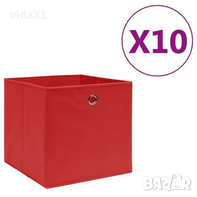 vidaXL Кутии за съхранение 10 бр нетъкан текстил 28x28x28 см червен(SKU:325221)и, снимка 1