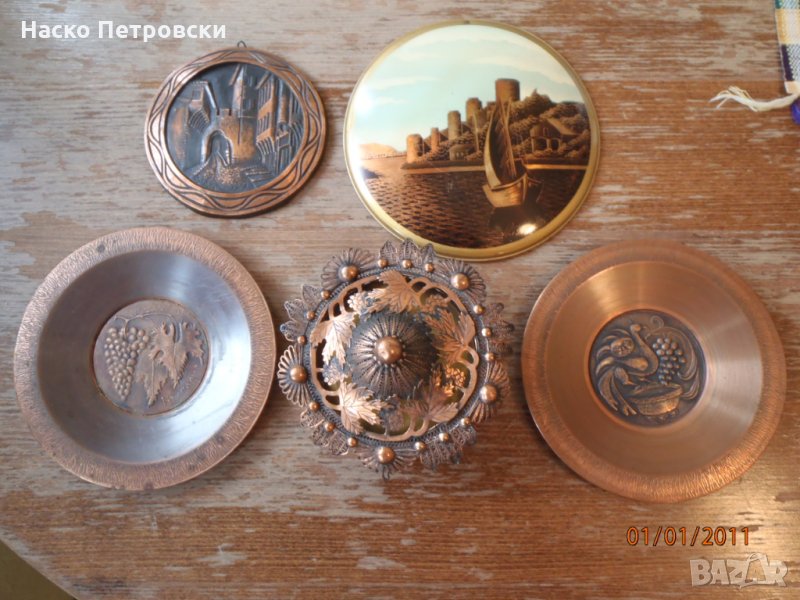 РЕТРО декоративни съдове от ръчно кована чиста мед., снимка 1