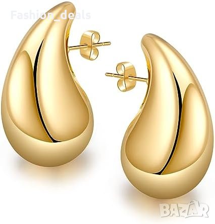 Нови Женски Златисти Обеци Хипоалергенни Форма сълза Подарък, снимка 1