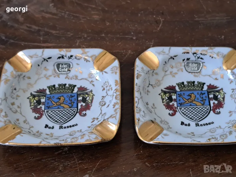 два немски порцеланови пепелника с позлата  5/1 , снимка 1