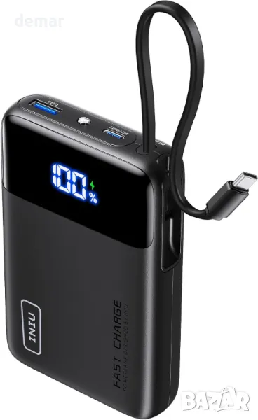 Външна батерия INIU, 20000 mAh Power Bank с вграден USB-C кабел, 22,5 W PD, снимка 1