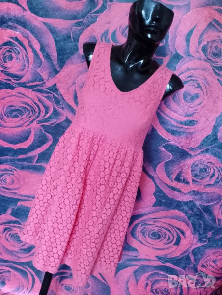 Прасковен цвят къса разкроена рокля за прикриване на проблемна талия / бременни М, снимка 1