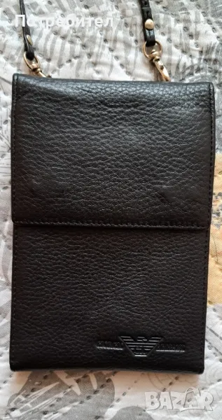Продавам нова оригинална мъжка чанта портфейл и картхолдер Giorgio Armani от естествена кожа., снимка 1