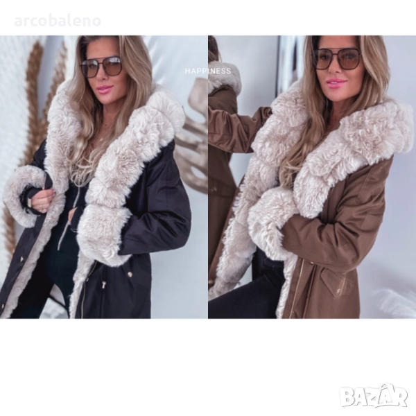 Дамско зимно яке с кожена подплата, 2цвята , снимка 1