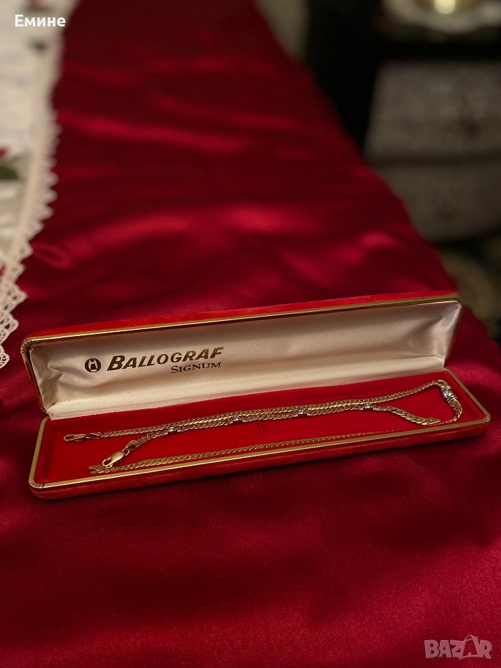 Колие със гривна 14к злато със диаманти, снимка 1