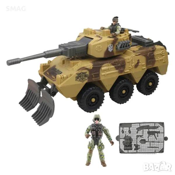 Боен танк с два войника и оръжия S_1241626, снимка 1