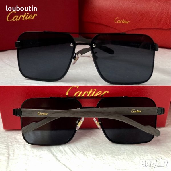 Cartier висок клас мъжки слънчеви очила с дървени дръжки, снимка 1