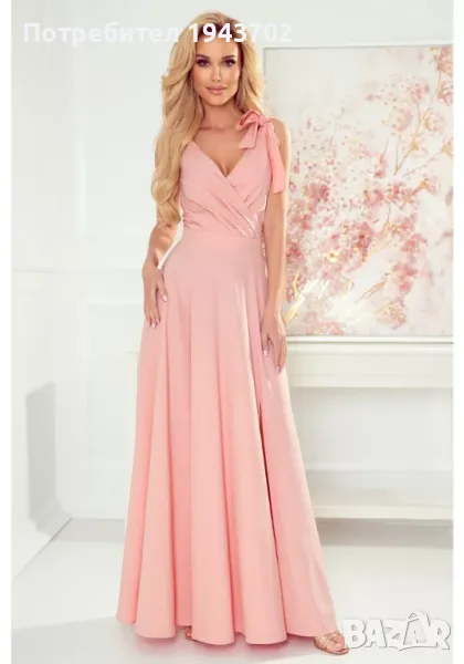Елегантна дълга рокля в светлорозов цвят 405-3 Numoco, снимка 1