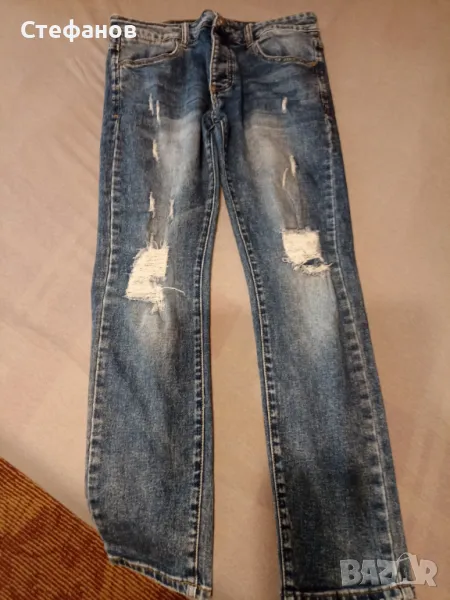 Мъжки светло сини дънки с накъсвания, снимка 1