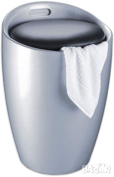 WENKO табуретка за баня Candy Silver, красива седалка, табуретка с място за съхранение., снимка 1