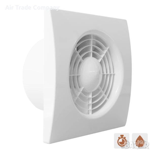 QS/ Ø120HT BB – Вентилатор за баня с клапа, сачмени лагери, таймер и датчик за влага, снимка 1