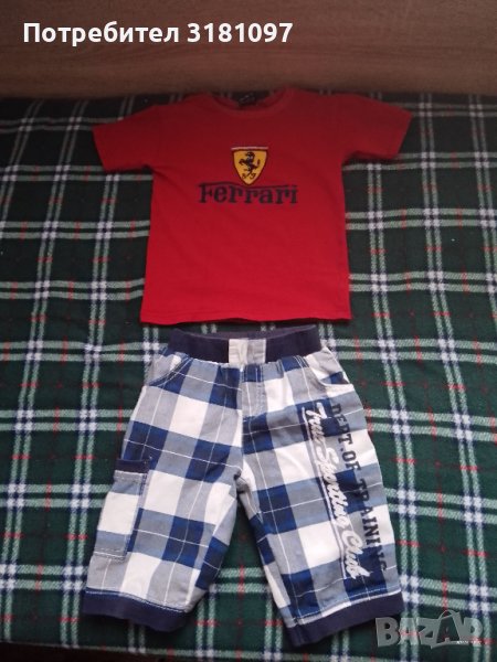 Детски шорти / къси панталони и червена тениска с лого и надпис Ферари за момче 3- 5 годишно, снимка 1