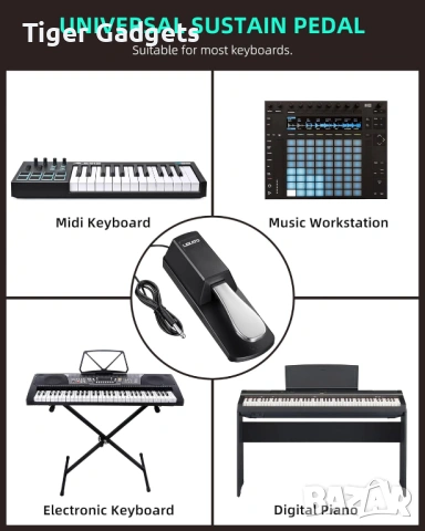 LEKATO DP-10 sustain педал за пиано универсален 6.35мм Yamaha Casio, снимка 6 - Друга електроника - 54137839