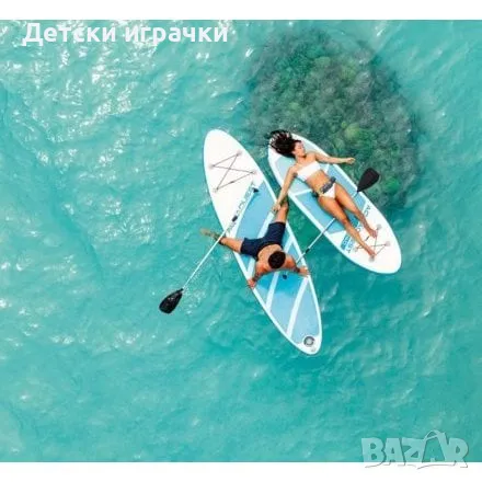 Надуваем Падълборд Youth SUP борд с гребло INTEX Aqua Quest 240, 244 х 76 х 13 см, снимка 2 - Водни спортове - 49981866