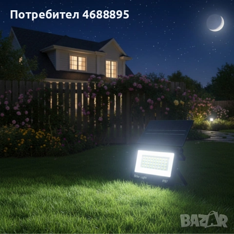 Соларна лампа COBA CB-LD180 (126 LED) — мощен външен прожектор със сензор за здрач, IP67