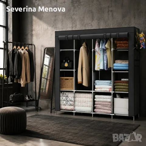 Сгъваем текстилен гардероб XXL 175x45x170cm – просторен, здрав и практичен, снимка 2 - Гардероби - 55845347