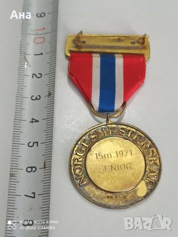 норвежки сребърен медал с позлата , снимка 3 - Антикварни и старинни предмети - 42119765