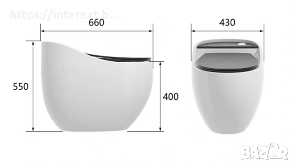 Дизайнерски яйцевиден моноблок – Сив мат с оранжев капак, снимка 2 - Други - 54073484