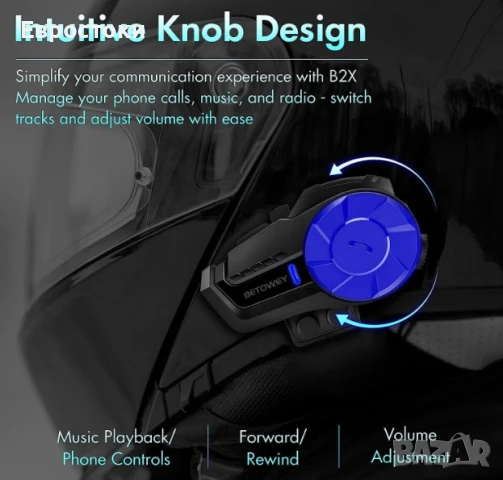 Мотоциклетна комуникационна система BETOWEY B2X, двойна (2 слушалки), Bluetooth интерком за каска, снимка 3 - Аксесоари и консумативи - 50716466