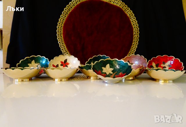 Бронзова купичка,бонбониера с клетъчен емайл,розов., снимка 8 - Антикварни и старинни предмети - 37998609