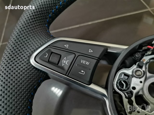 Нов Спортен Волан Audi TTS 8S S Line A3 8V A1 A4 A6 A7 Кожа Напа Син Шев, снимка 6 - Части - 44491958