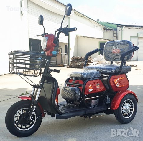 Електрическа триколка М19 с три седалки за възрастни червен цвят, снимка 4 - Мотоциклети и мототехника - 38326087