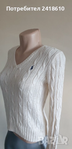 POLO Ralph Lauren Cable Pima Cotton  V - Neck Size S НОВО! ОРИГИНАЛ! Дамски Пуловер!, снимка 10 - Блузи с дълъг ръкав и пуловери - 52169978