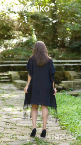 Копринена туника с принт "Мечтание в божури", снимка 2 - Туники - 38407132